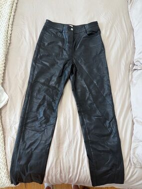 Aritzia Black Straight Leg Faux Leather Pants